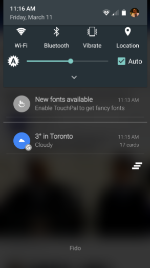 ZTE Axon TouchPal keyboard ad for new fonts Screenshot_2016-03-11-11-16-43